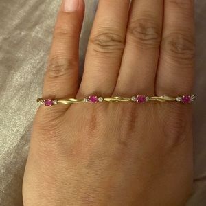 Vintage 10k Gold bracelet with rubies and small diamonds